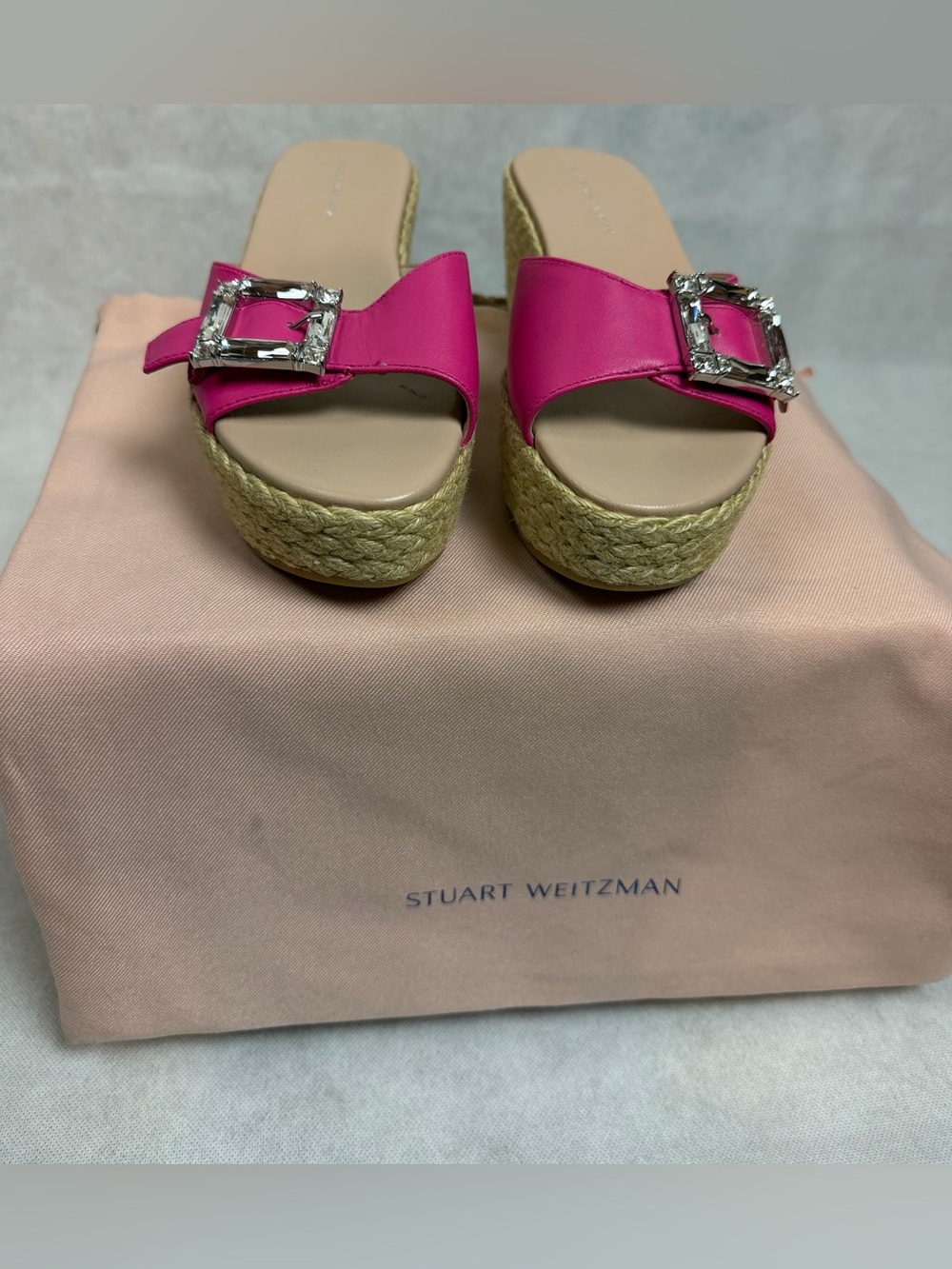 Stuart Weitzman June 75 Wedge Slide Sandals Bundle Black Pink Size 6 New - Picture 4 of 12